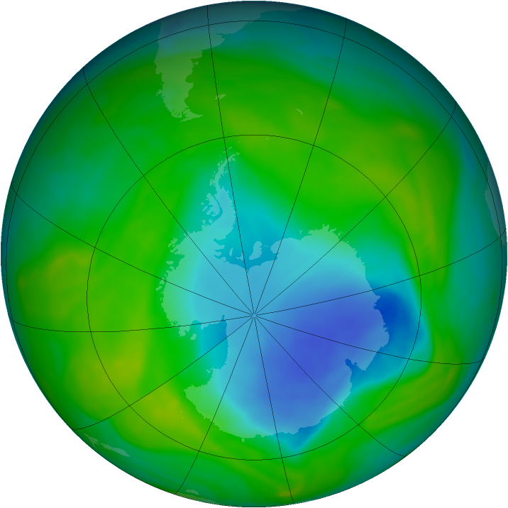Antarctic ozone map for 29 November 2005